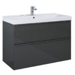 AREZZO DESIGN MONTEREY 100CM-ES ALSÓSZEKRÉNY 2 FIÓKKAL MAGASFÉNYŰ SZÜRKE AR-167086