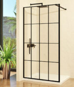 FRIDA black 90x195 walk-in zuhanyfal